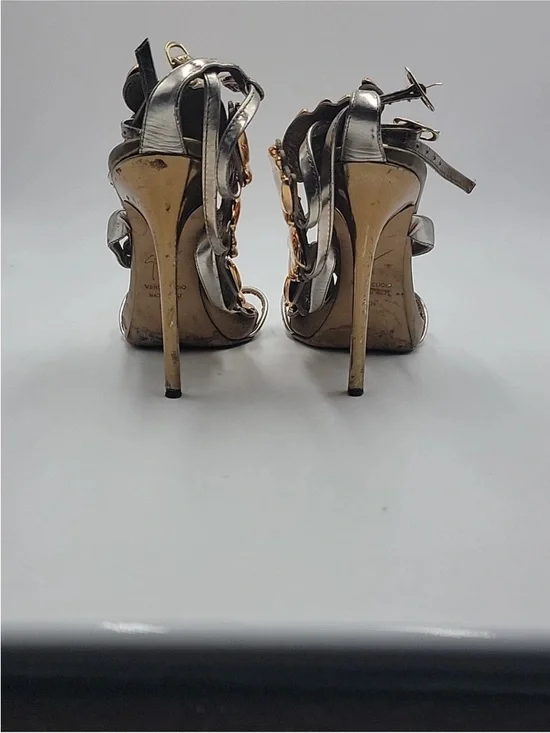 GUISEPPE ZANOTTI Intrigo Flame sandals heels shoes Gold 37,5 EU - Picture 6 of 10